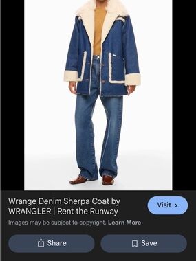 Wrangler Blue Denim Coat with Ivory Sherpa Trim